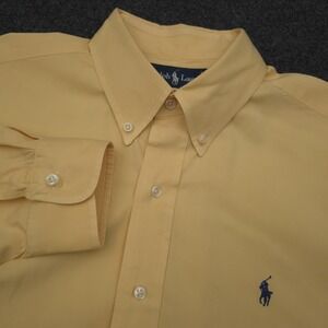 Ralph Lauren Mens Large Yellow Classic Fit Dutton Down Long Sleeve Shirt
